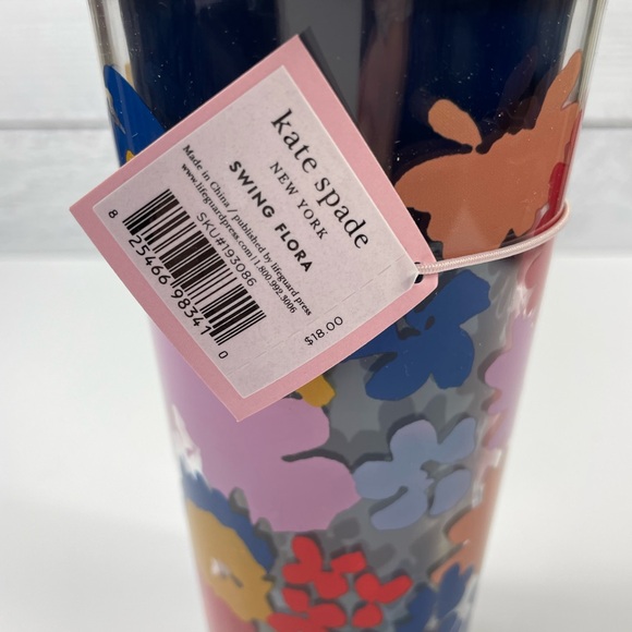 Kate Spade 16 oz Floral Travel Tumbler - Navy and Pink - "Swing Flora" - NWT - Picture 4 of 7